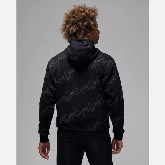 Jordan Flight Essentials All Over Print Mens Fleece Pullover Hoodie Black XL - Picture 4 of 8